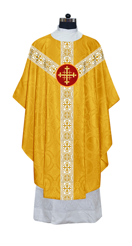 Gothic Chasuble Vestment with Motif and White Orphrey