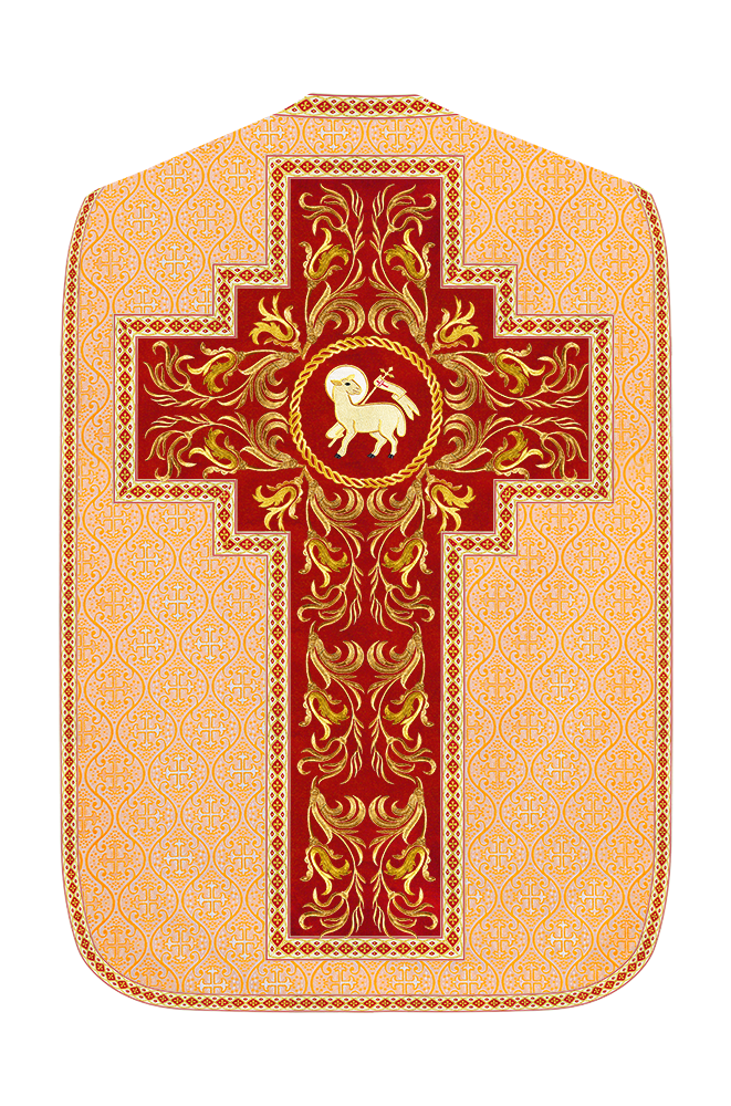 Roman Chasuble Vestment With Woven Braids and Trims