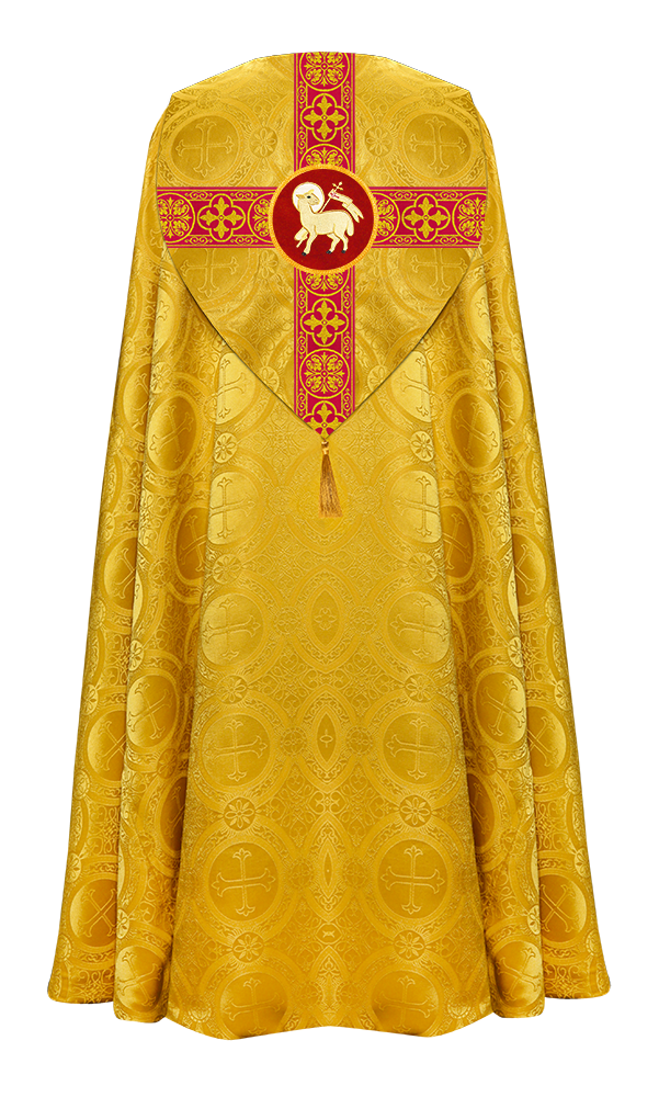 Gothic Cope Vestment with Cross type Braided Trims and motif