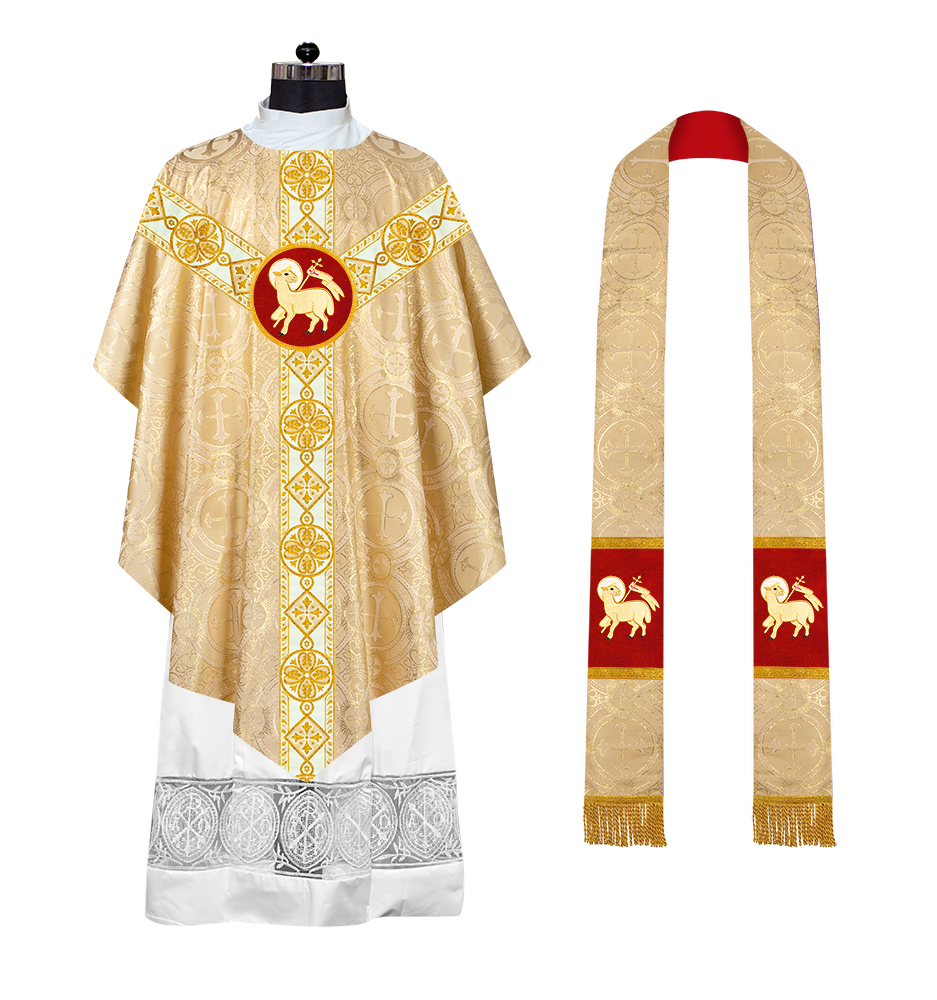 Pugin Style Chasuble with Embroidered Orphrey