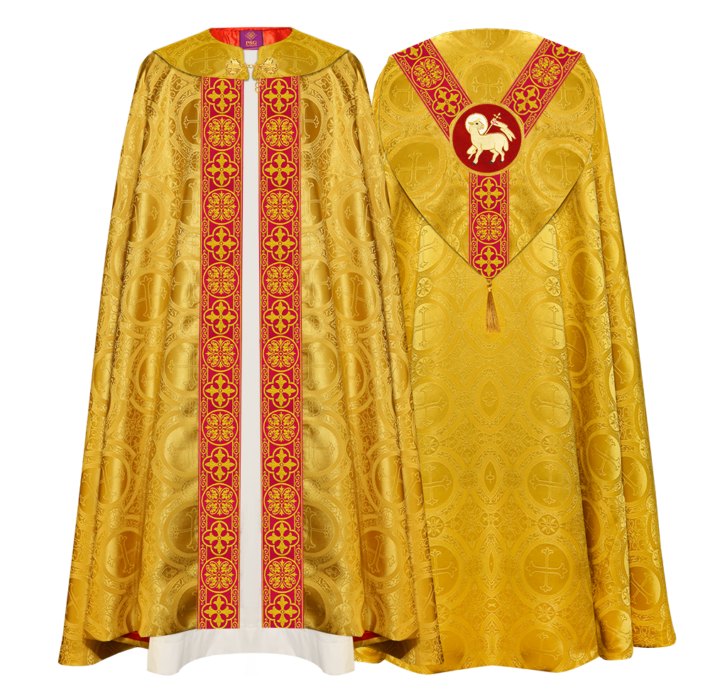 Gothic Cope Vestment with Y Type Braided Trims and Motifs