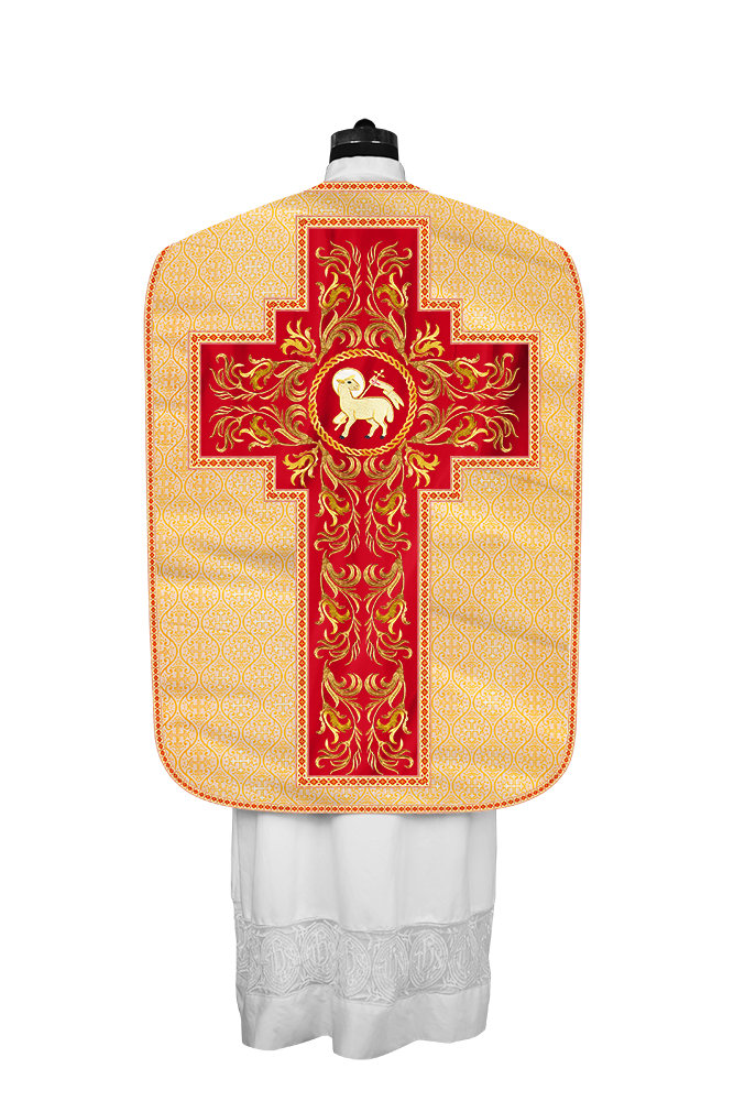 Roman Chasuble Vestment With Woven Braids and Trims