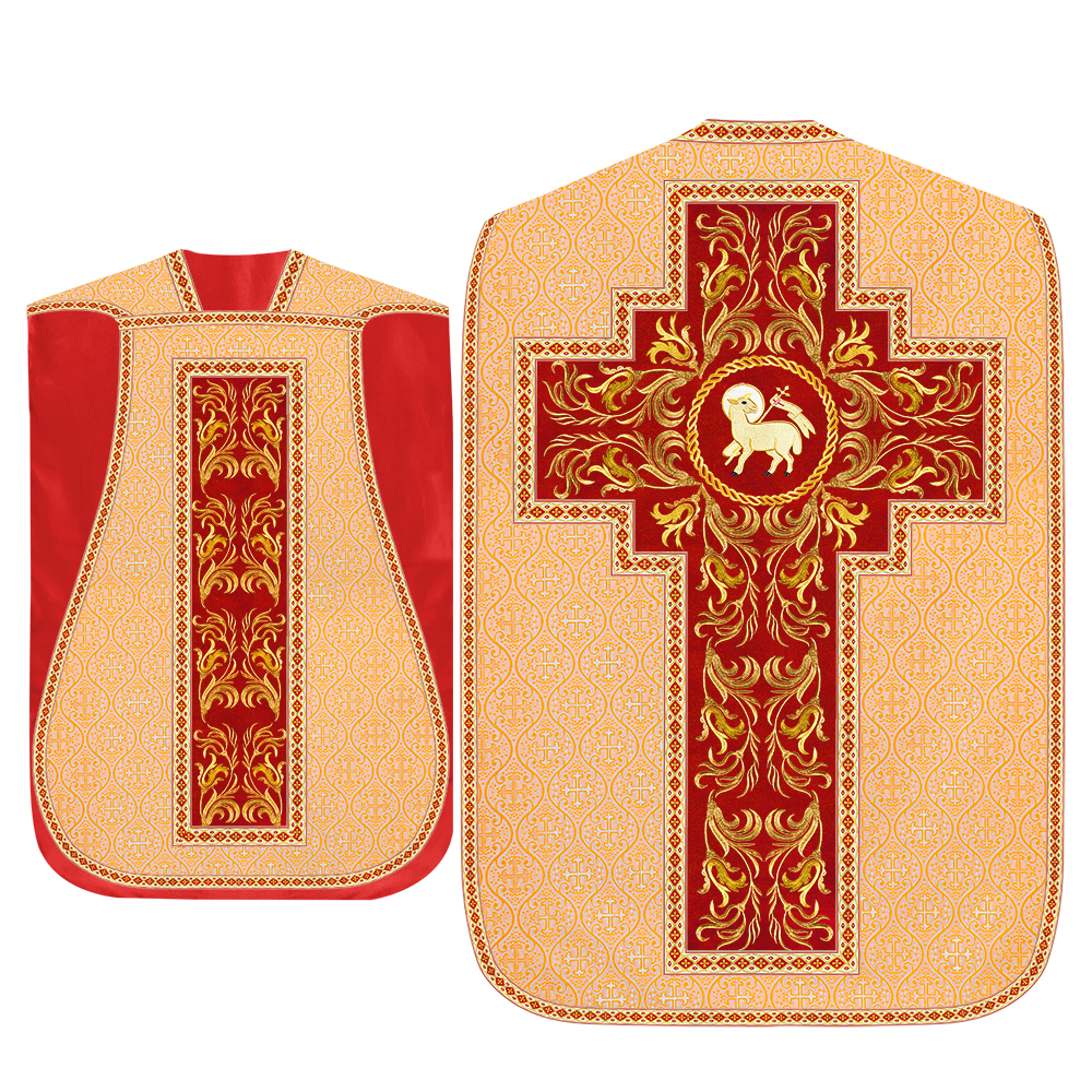 Roman Chasuble Vestment With Woven Braids and Trims