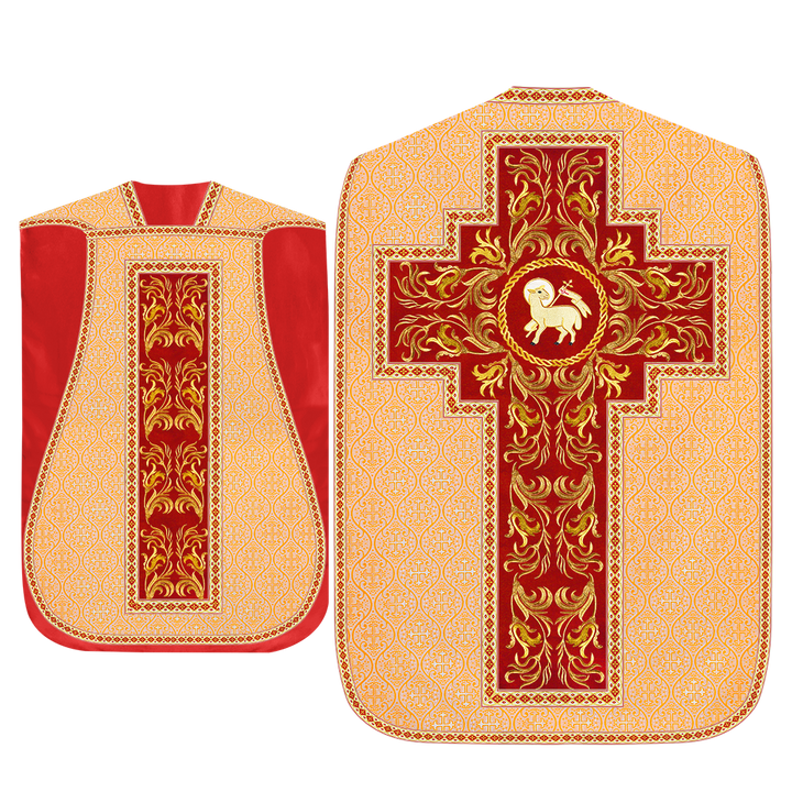 Roman Chasuble Vestment With Woven Braids and Trims