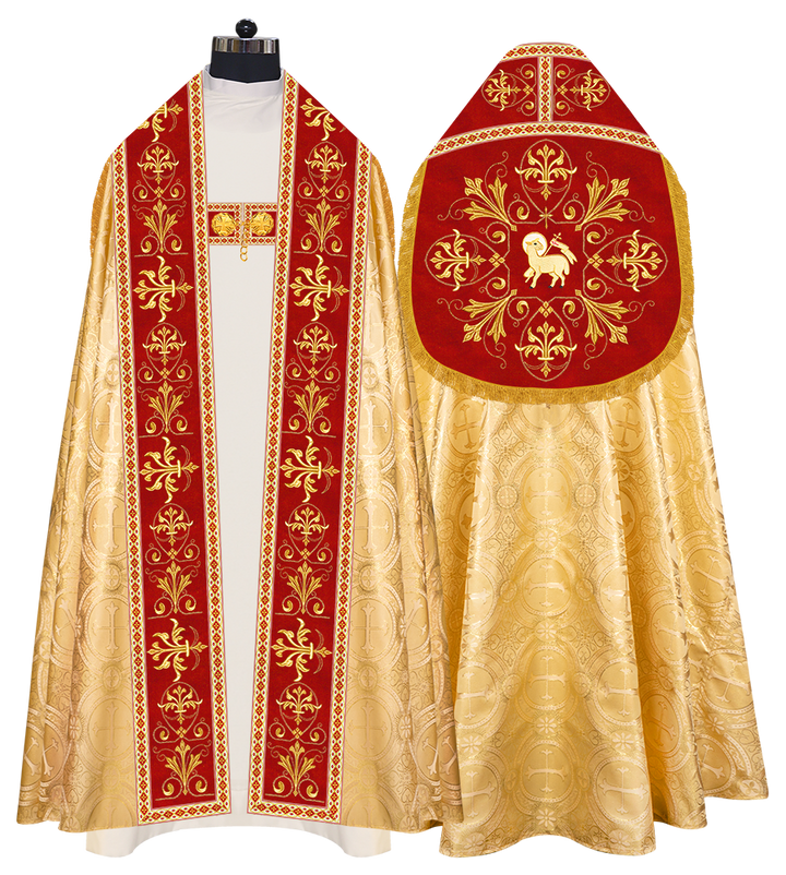 Embroidered Roman Cope Vestment with Braided Trims