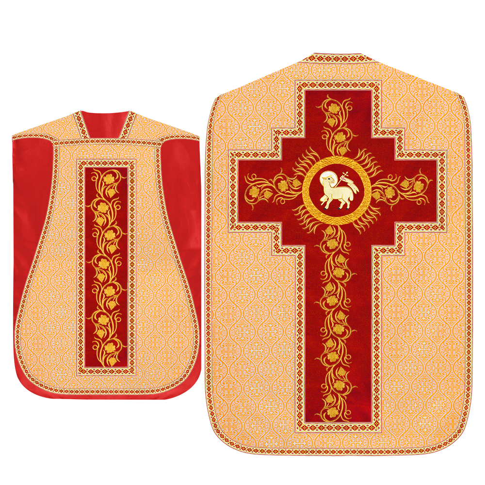 Roman Chasuble Vestment With Grapes Embroidery and Trims