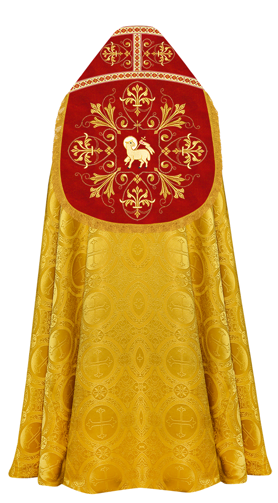 Embroidered Roman Cope Vestment with Braided Trims