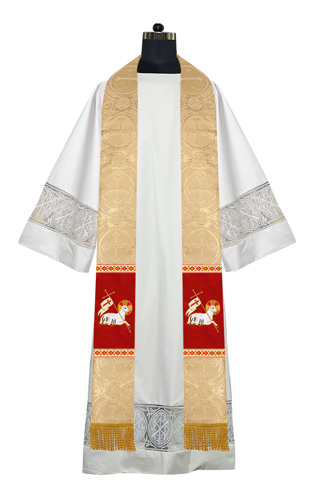 Embroidered LAMB Liturgical Clergy stole