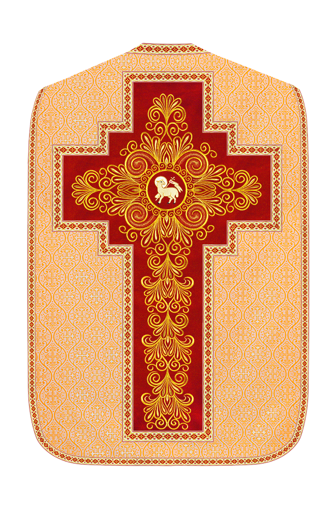 Roman Chasuble Vestment enriched With Coloured Braids and Trims