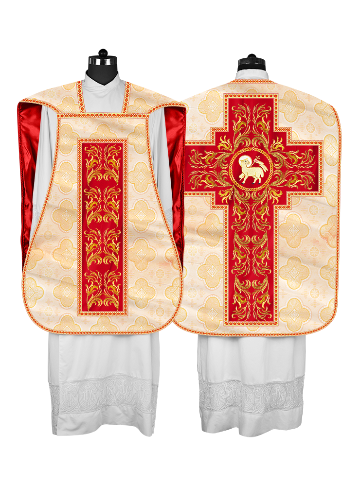 Roman Chasuble Vestment With Woven Braids and Trims