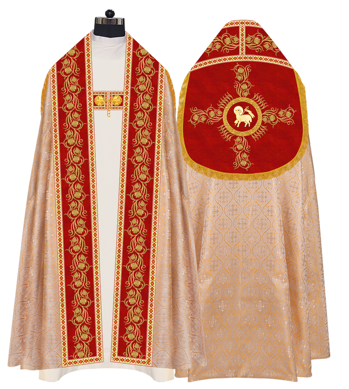 Roman Cope Vestment with Grapes Embroidered trims