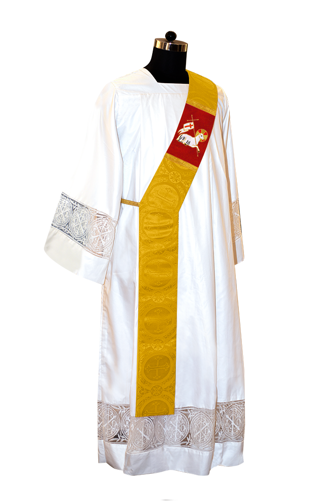 Deacon Stole with Embroidered Spiritual Lamb Motif