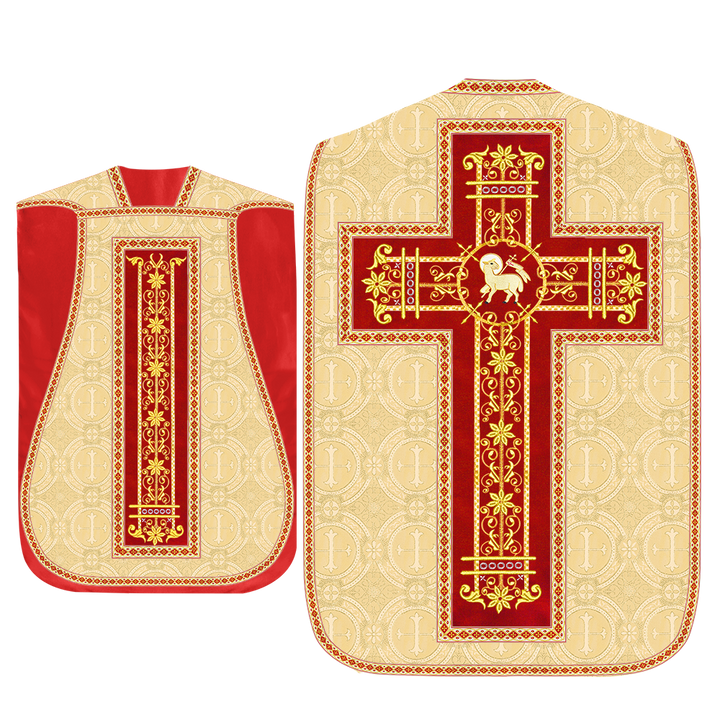 Roman Chasuble Vestment Enhanced With Orphrey and Trims