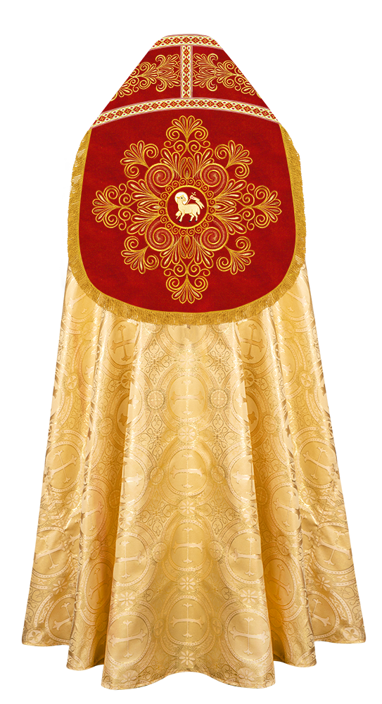 Roman Cope Vestment with Spiritual Motif and Adorned Embroidery