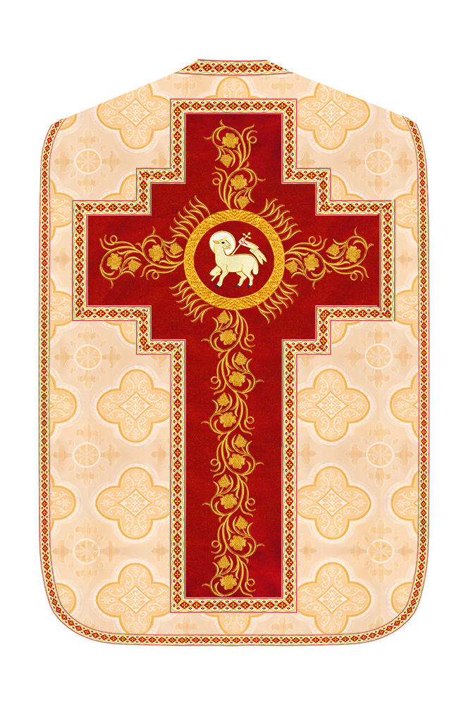 Roman Chasuble Vestment With Grapes Embroidery and Trims