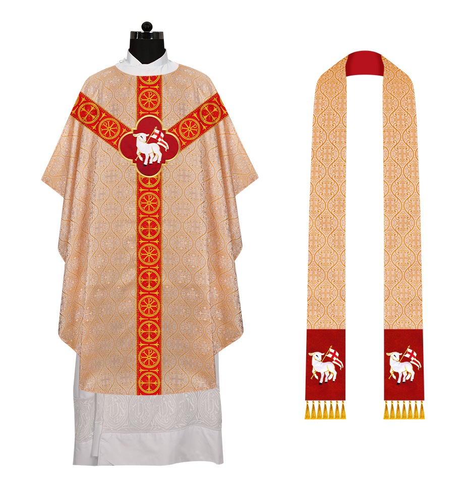 Gothic Chasuble Vestment with Y type braided orphrey