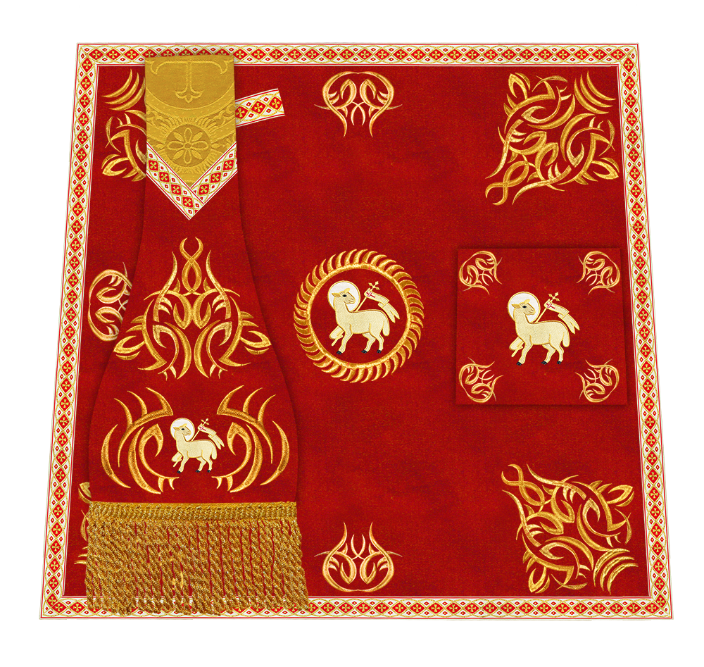 Borromean Chasuble Vestment With Braided Orphrey and Trims