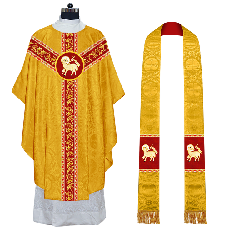 Gothic Chasuble Vestments With Ornate Embroidery And Trims