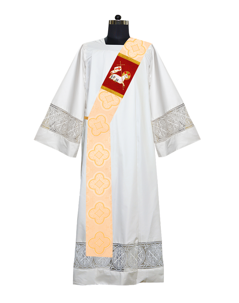 Deacon Stole with Embroidered Spiritual Lamb Motif