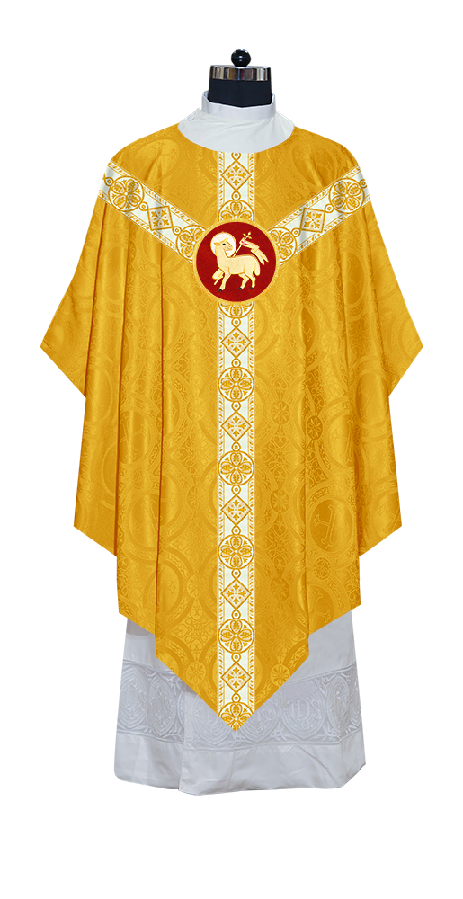 Traditional Pugin Style Chasuble Adorned with White Braids