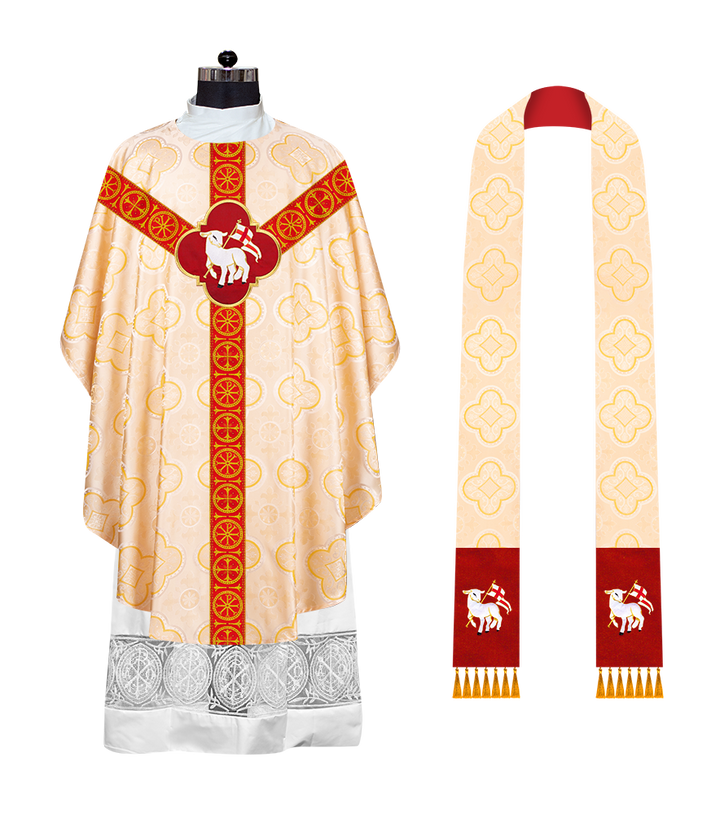 Gothic Chasuble Vestment with Y type braided orphrey