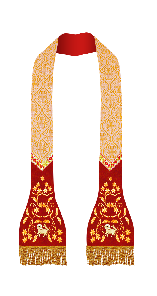 Set of Four Floral Embroidered Roman Stole with Motif