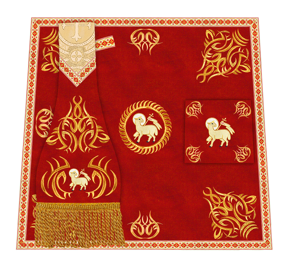 Set of Four Roman Chasuble with Embroidered Trims