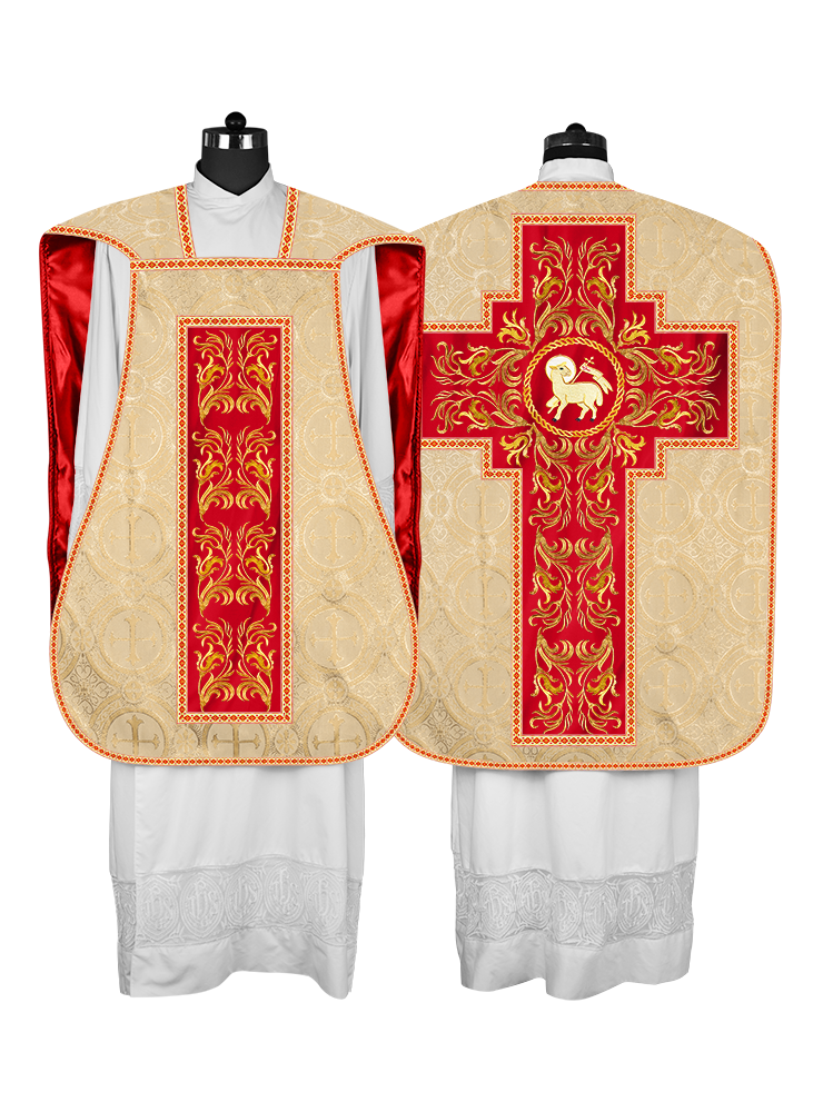 Roman Chasuble Vestment With Woven Braids and Trims