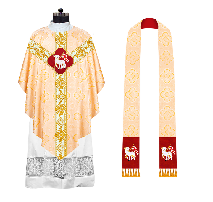 Liturgical Pugin Chasuble with Ornate Orphrey