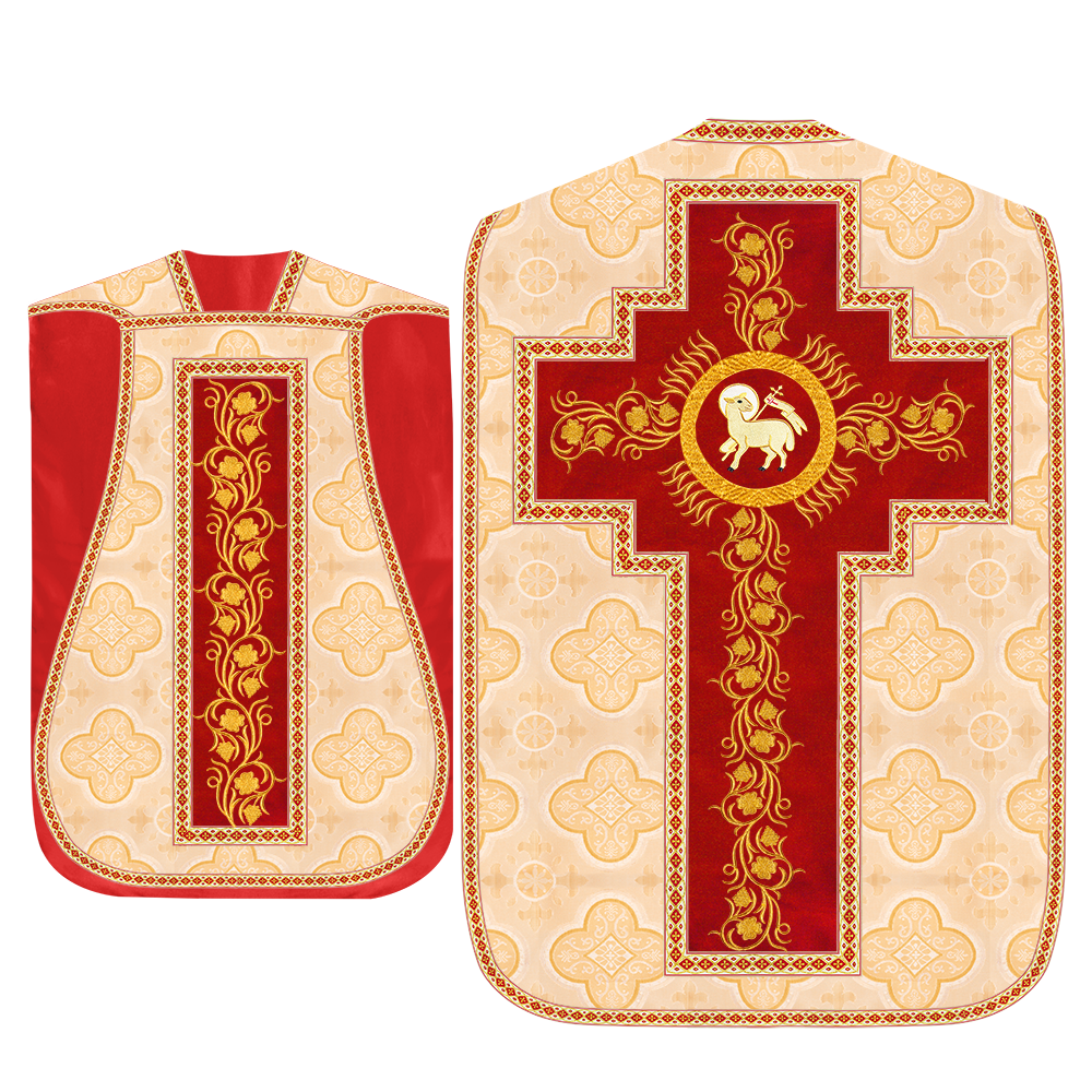 Roman Chasuble Vestment With Grapes Embroidery and Trims