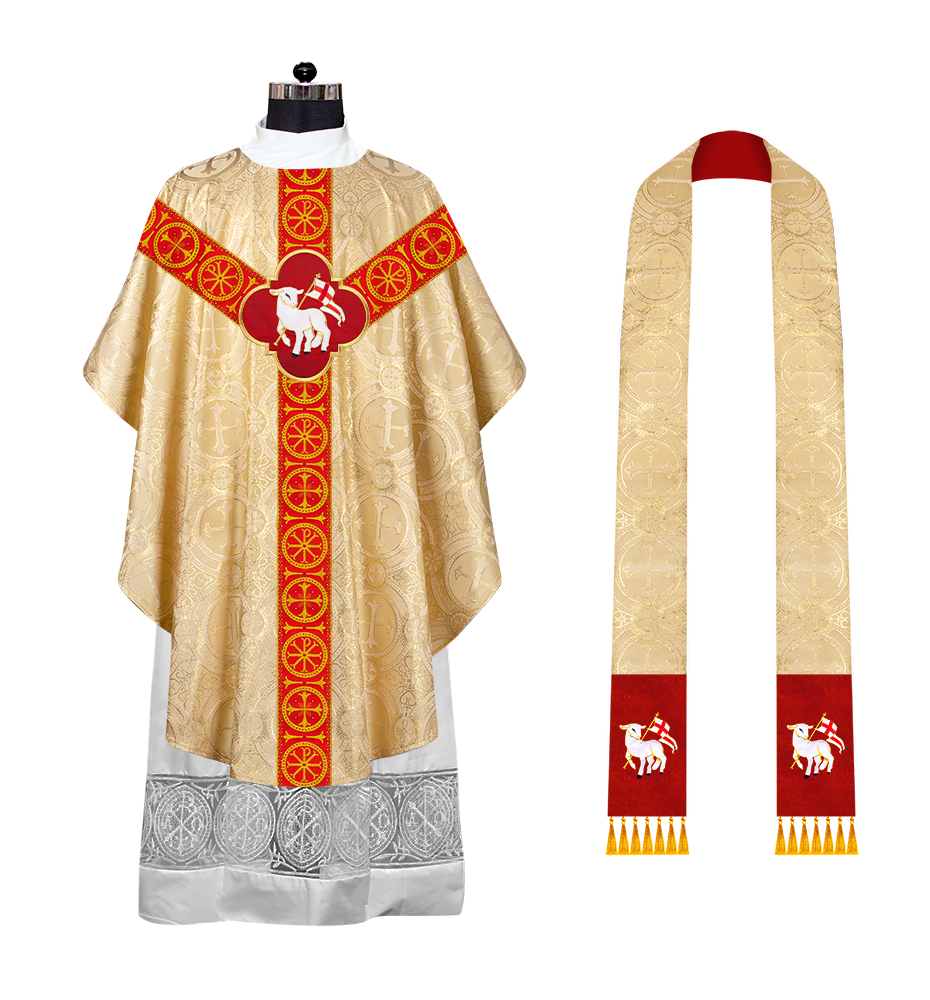 Gothic Chasuble Vestment with Y type braided orphrey