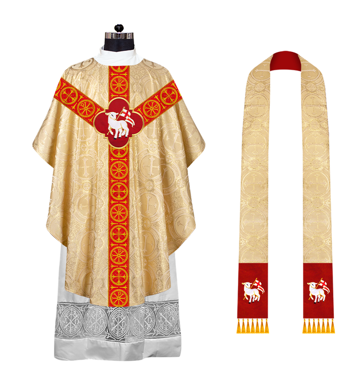 Gothic Chasuble Vestment with Y type braided orphrey