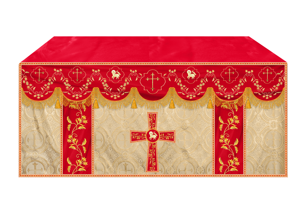 Altar Table Cloth With Floral Embroidery trims