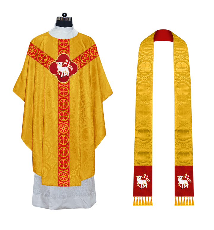 Gothic Chasuble Vestment with Y type braided orphrey