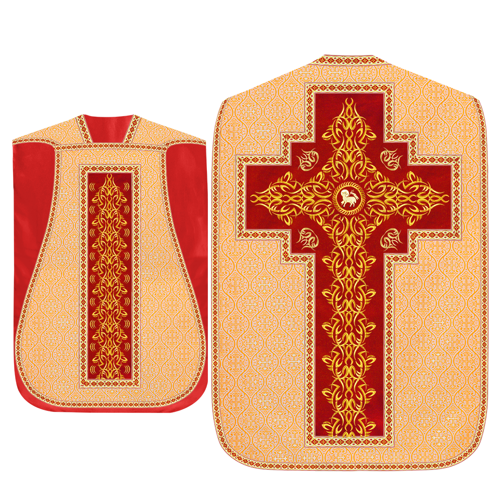 Set of Four Roman Chasuble with Embroidered Trims