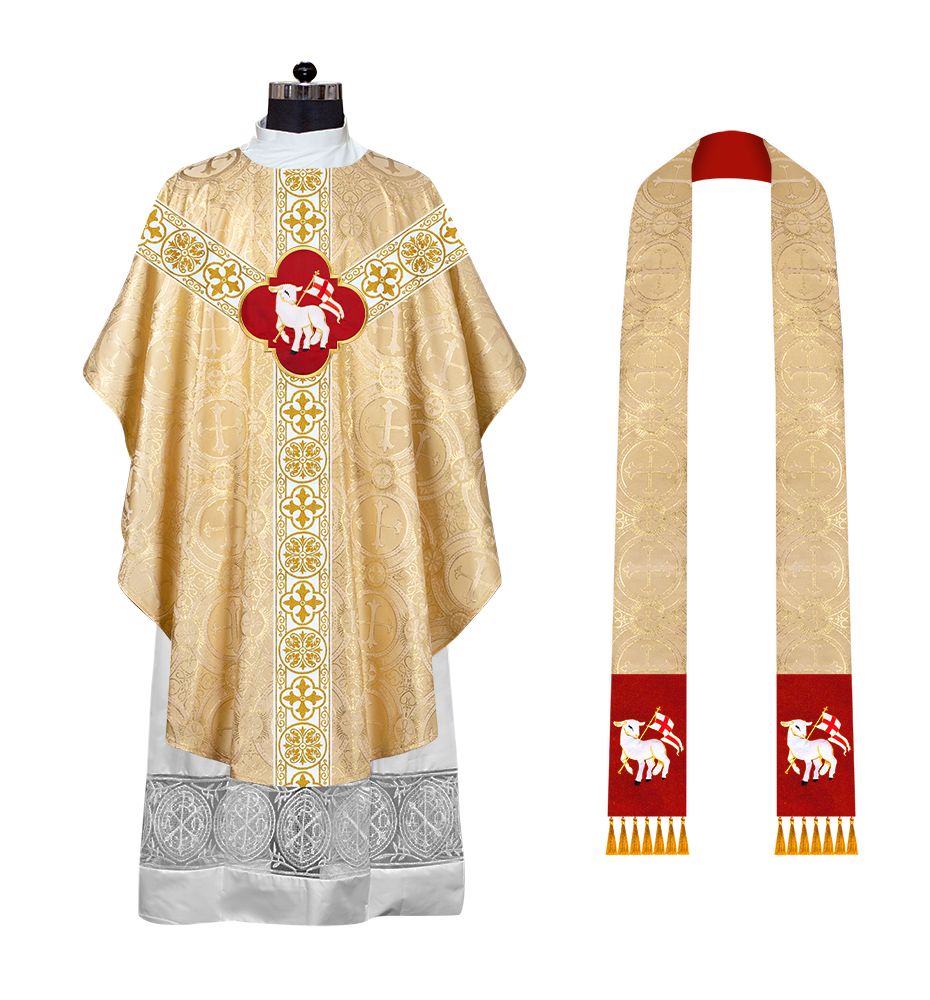 Gothic Chasuble with Embroidered Motif and Orphrey