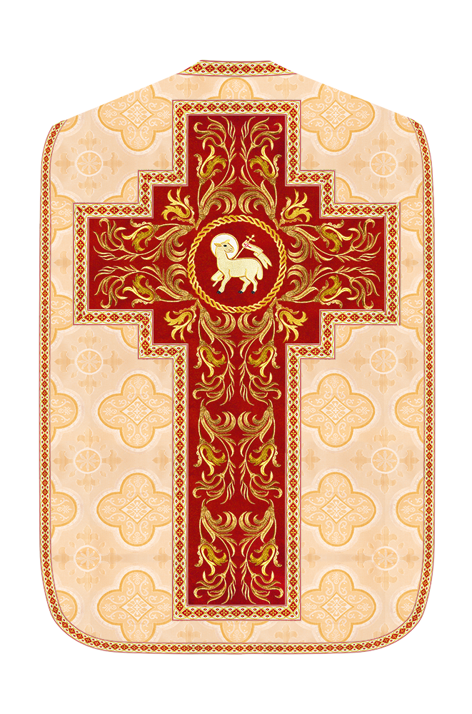 Roman Chasuble Vestment With Woven Braids and Trims