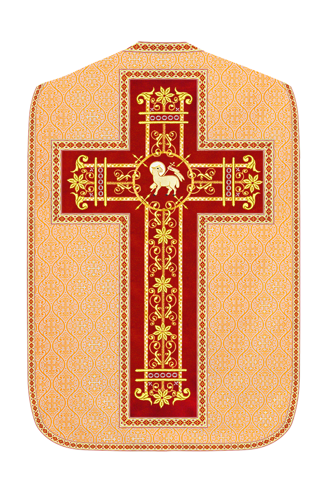 Roman Chasuble Vestment Enhanced With Orphrey and Trims