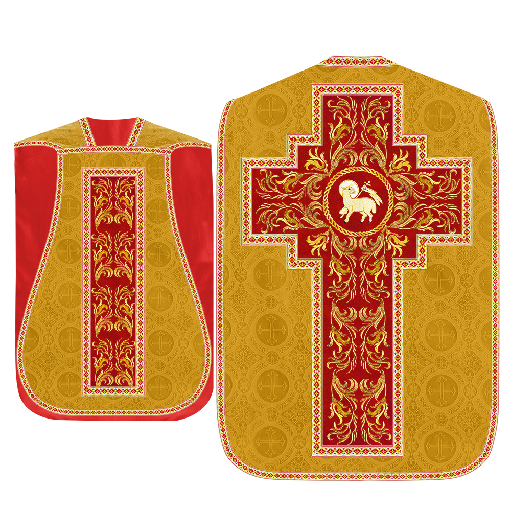 Roman Chasuble Vestment With Woven Braids and Trims