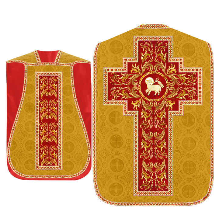 Roman Chasuble Vestment With Woven Braids and Trims