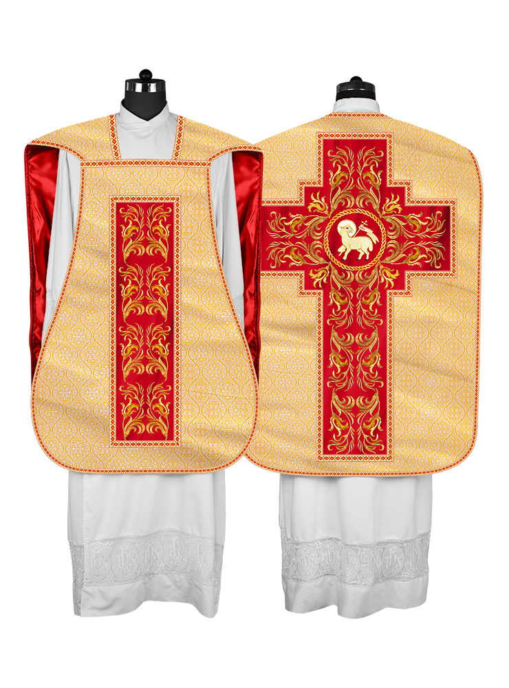 Roman Chasuble Vestment With Woven Braids and Trims