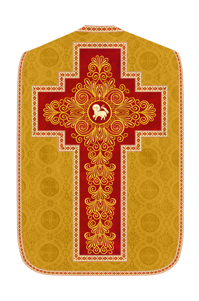 Roman Chasuble Vestment enriched With Coloured Braids and Trims