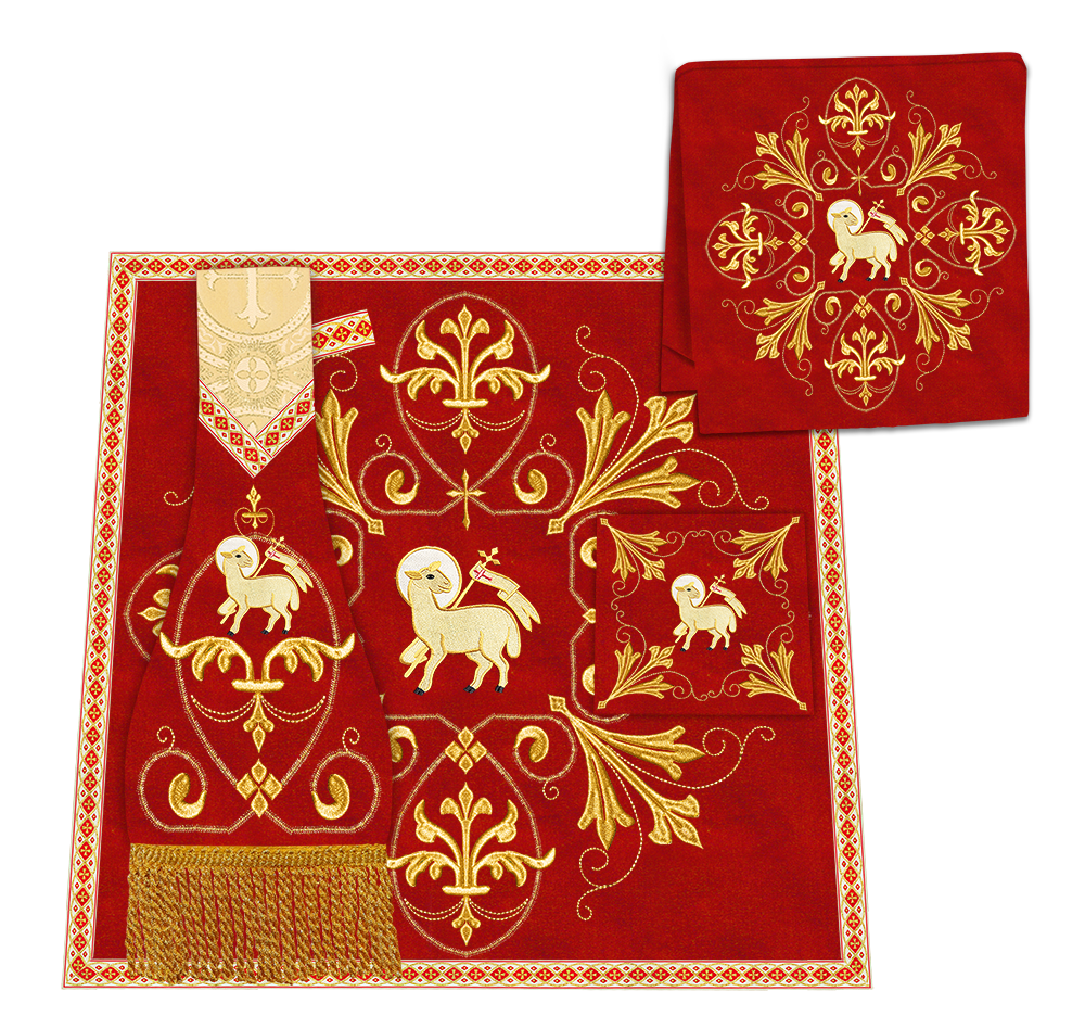 Borromean Chasuble Vestment With Spiritual Motifs and Trims
