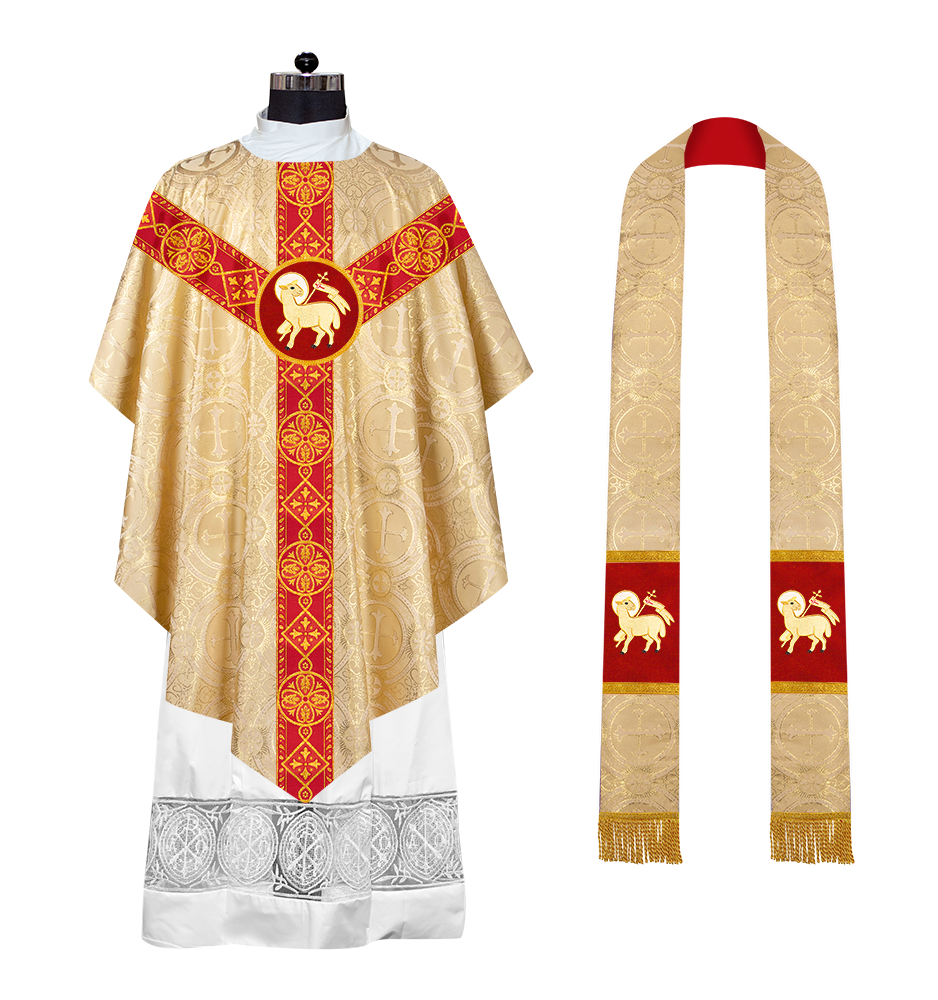 Pugin Style Chasuble with Embroidered Orphrey