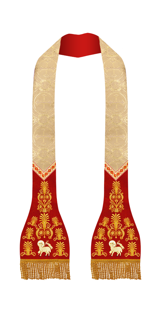 Embroidered Roman stole with Motif and trims