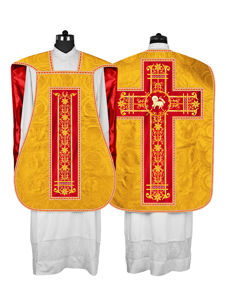 Roman Chasuble Vestment Enhanced With Orphrey and Trims