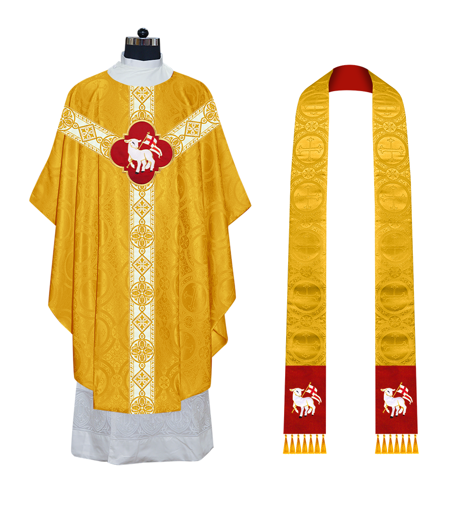 Gothic Chasuble Vestment with Motif and Trims