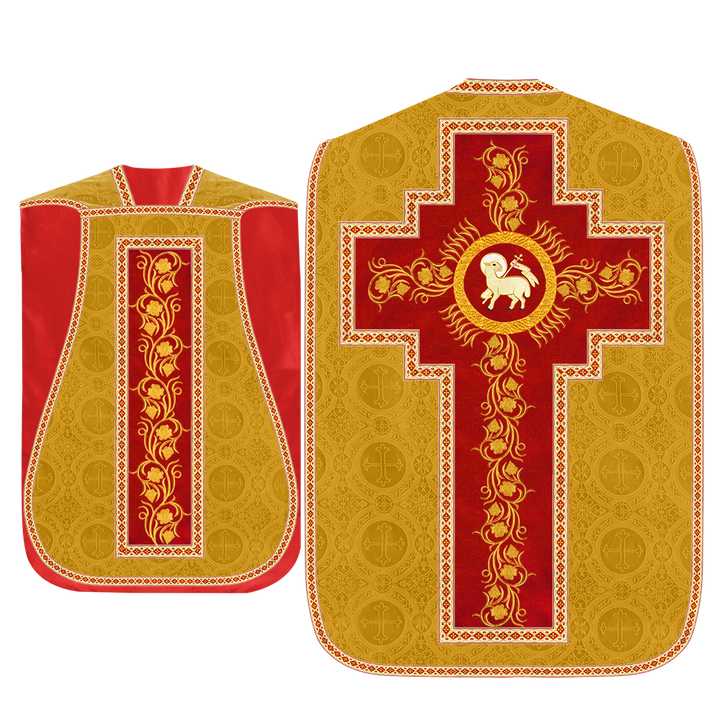 Roman Chasuble Vestment With Grapes Embroidery and Trims