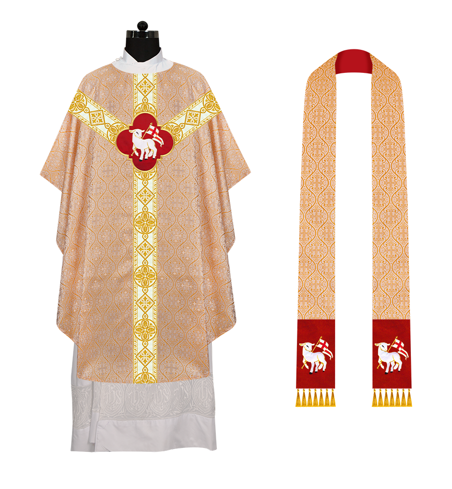 Gothic Chasuble Vestment with Motif and Trims