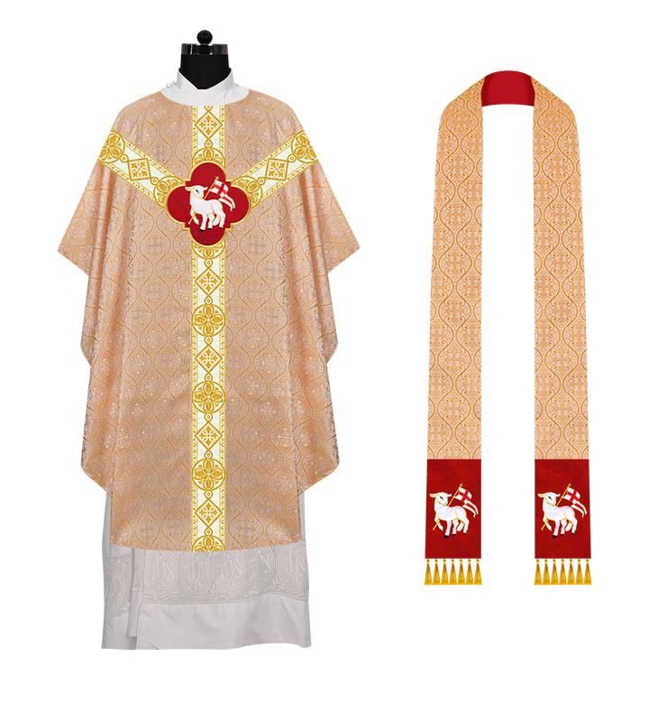 Gothic Chasuble Vestment with Motif and Trims